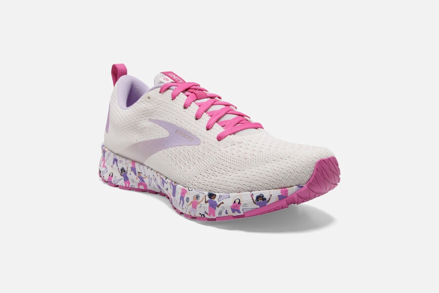 Brooks Revel 4 Road Running Shoes - Womens - White/Pink - LE5679284